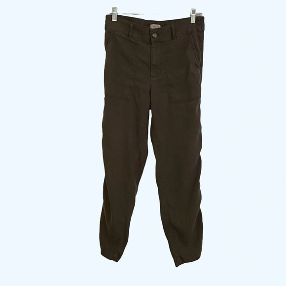 Lou & Grey Pants - Lou & Gray Khaki Green Linen Blend Pants Front Pockets Elastic Waist Comfy Small